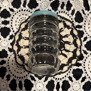Vintage Anchor Hocking Pepper Ribbed Glass Shaker with Turquoise Metal Lid